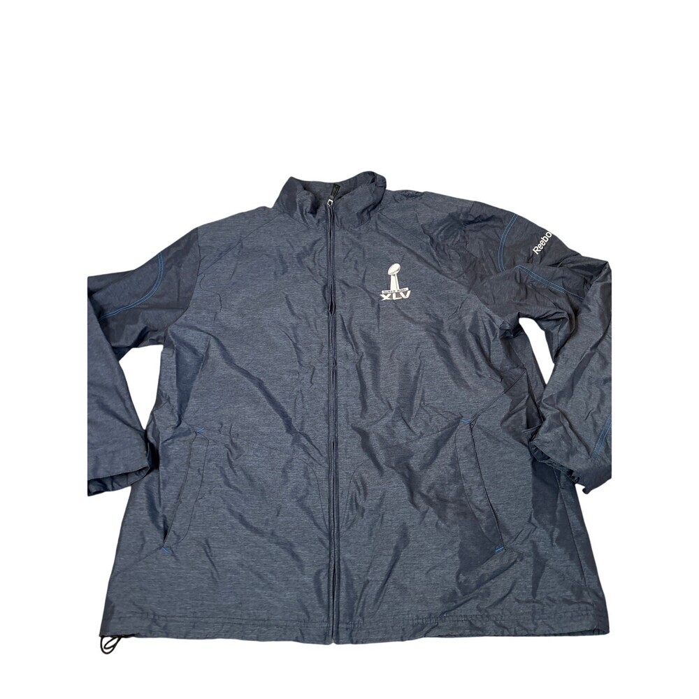 Reebok Texas Blue SUPER BOWL XLV WINDBREAKER JACKET 2/6/2011 SZ XL embroidered - Picture 2 of 10